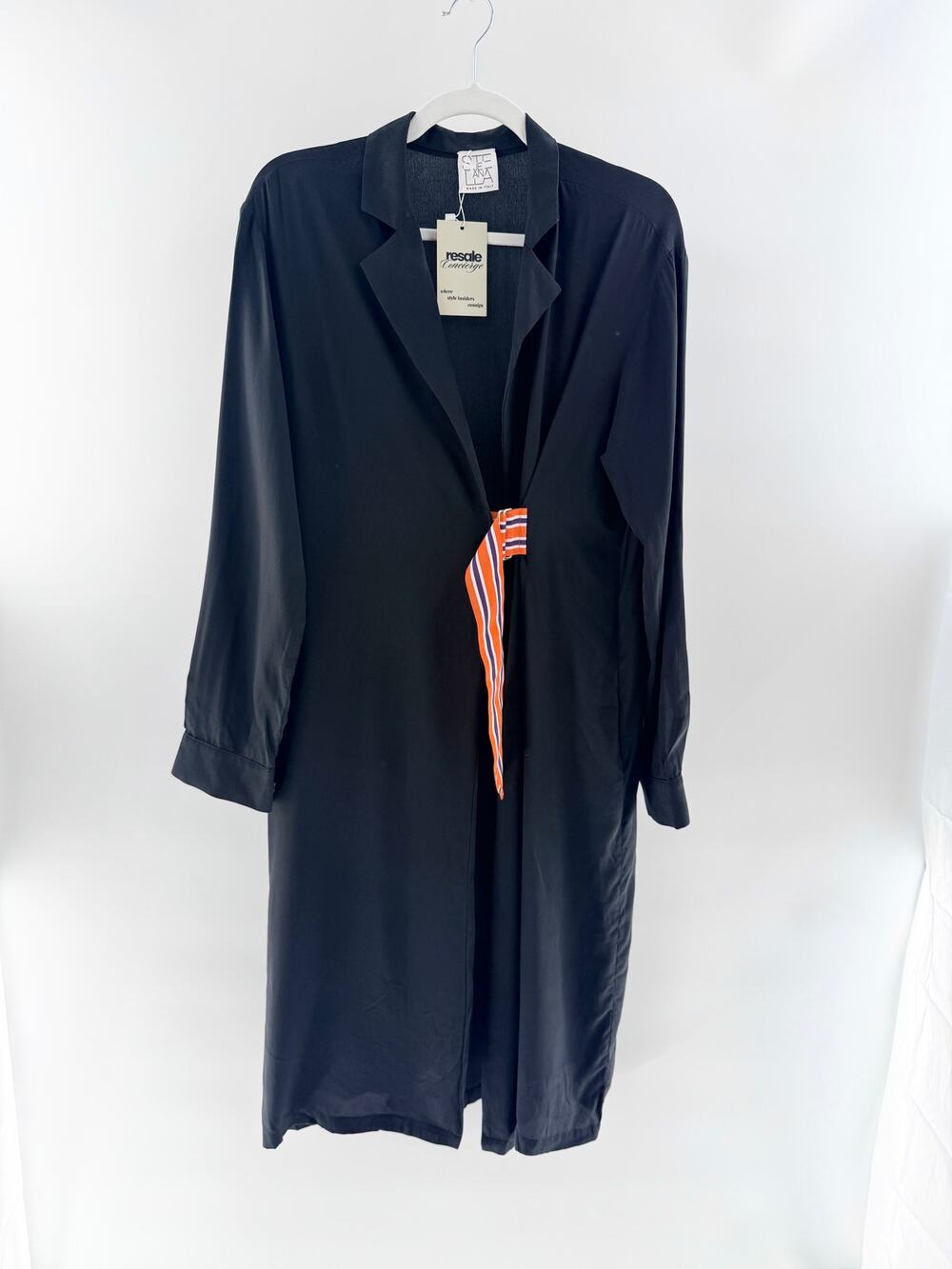 Stella Jean 100% Silk Long Sleeve Wrap Maxi Dress Black Women's 42 IT / US 6